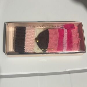 Juicy Couture Striped Pink and Brown Mittens